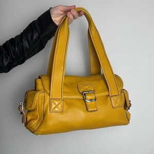 Michael Kors Vintage Y2K Yellow Mustard  Soft Leather Shoulder Bag